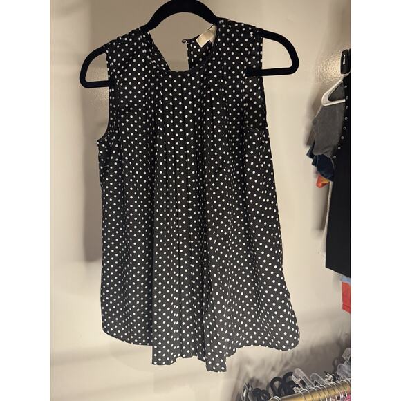 Michael Kors Pleated Tunic Sleeveless Size S Black Polka Dots Dots Keyhole Back - Picture 4 of 5